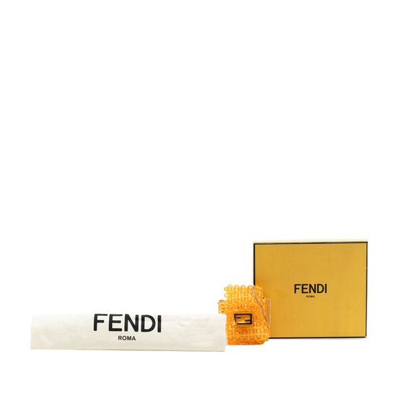 Pre-Loved Fendi Mini Glass Vitello King Beaded Pico Baguette Charm - Picture 7 of 7